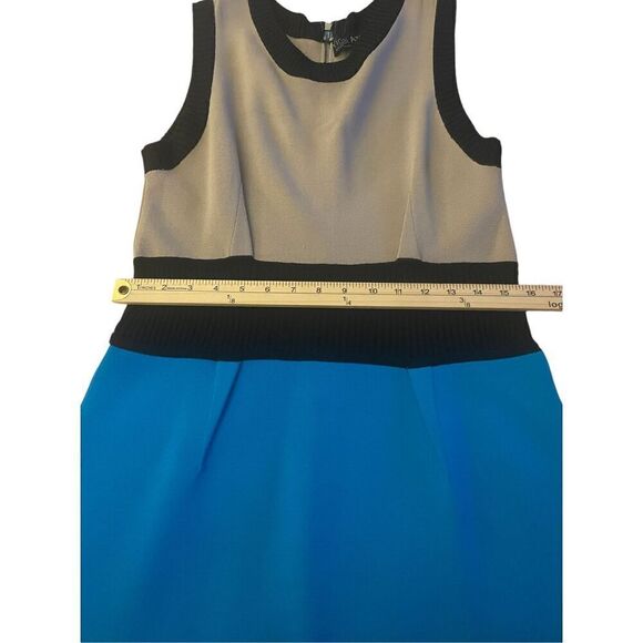 Yigal Azrouel Colorblock Knit Sweater Bodycon Dress Blue/ Tan Size L bandage - Picture 5 of 9